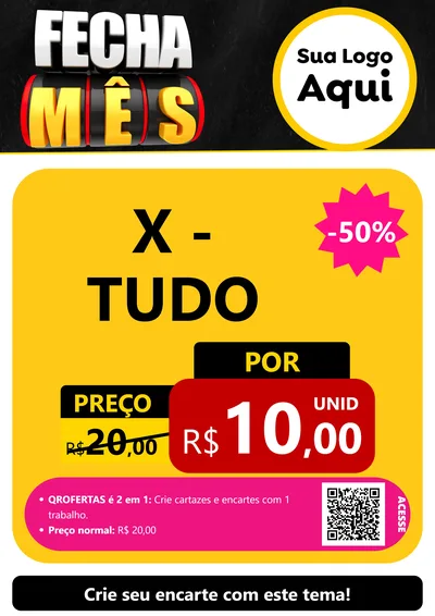 Modelo de Cartaz para Cartaz A4 Vertical com o tema Fecha Mês para Hamburgueria