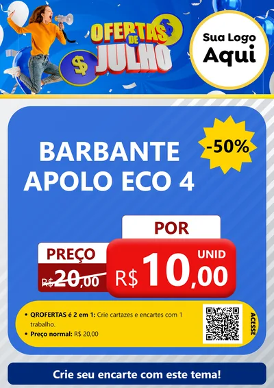 Modelo de Cartaz para Cartaz A4 Vertical com o tema Ofertas de Julho para Armarinho e Aviamentos