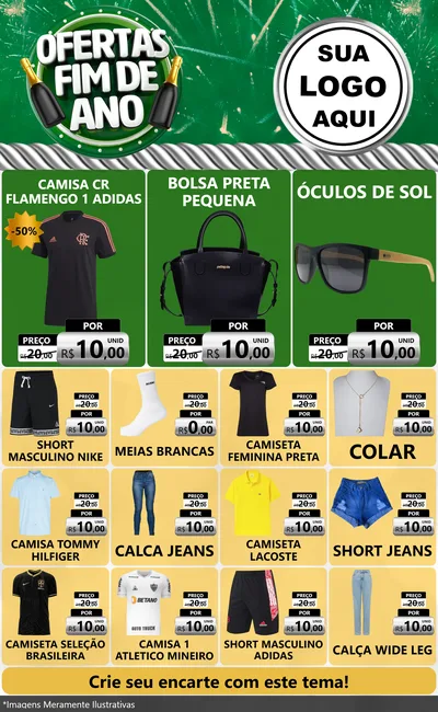 Modelo de Encarte para Encarte Grande com o tema Ofertas Fim de Ano para Roupas e acessórios