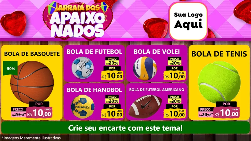 Modelo de TV para TV Horizontal com o tema Arraiá dos Apaixonados para Artigos Esportivos