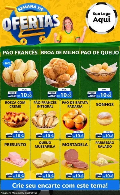 Modelo de Encarte para Encarte Grande com o tema Semana de Ofertas - Copa para Padaria