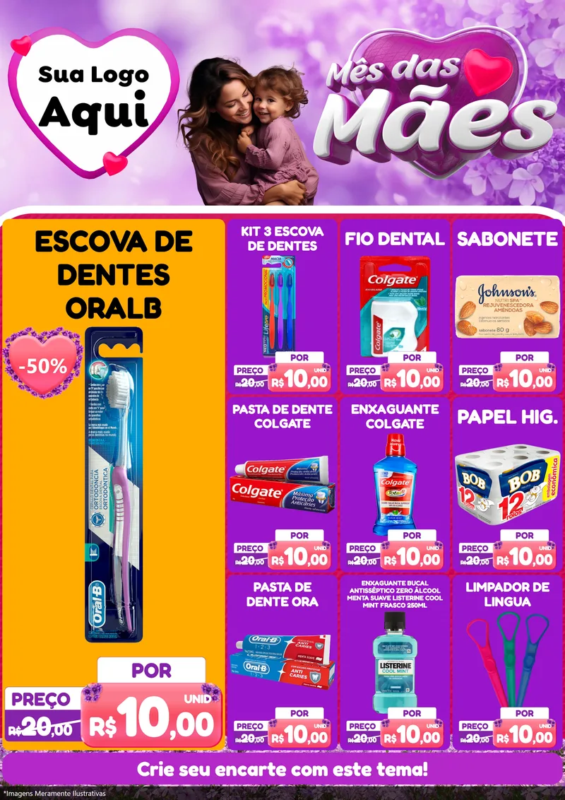 Modelo de Encarte para Encarte A4 Vertical com o tema Mês das Mães para Higiene Pessoal