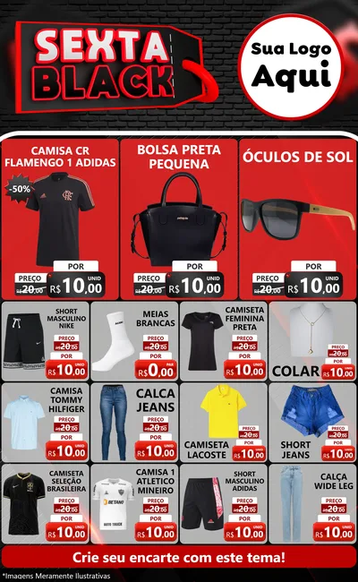 Modelo de Encarte para Encarte Grande com o tema Sexta Black para Roupas e acessórios