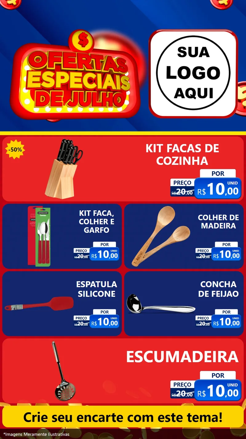 Modelo de TV para TV Vertical com o tema Ofertas Especiais de Julho para Utilidades Domésticas