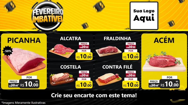 Modelo de TV para TV Horizontal com o tema Fevereiro Imbatível para Açougue