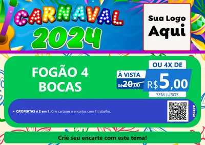 Modelo de Cartaz para Cartaz A4 Horizontal com o tema Carnaval 2027 para Móveis e Eletro