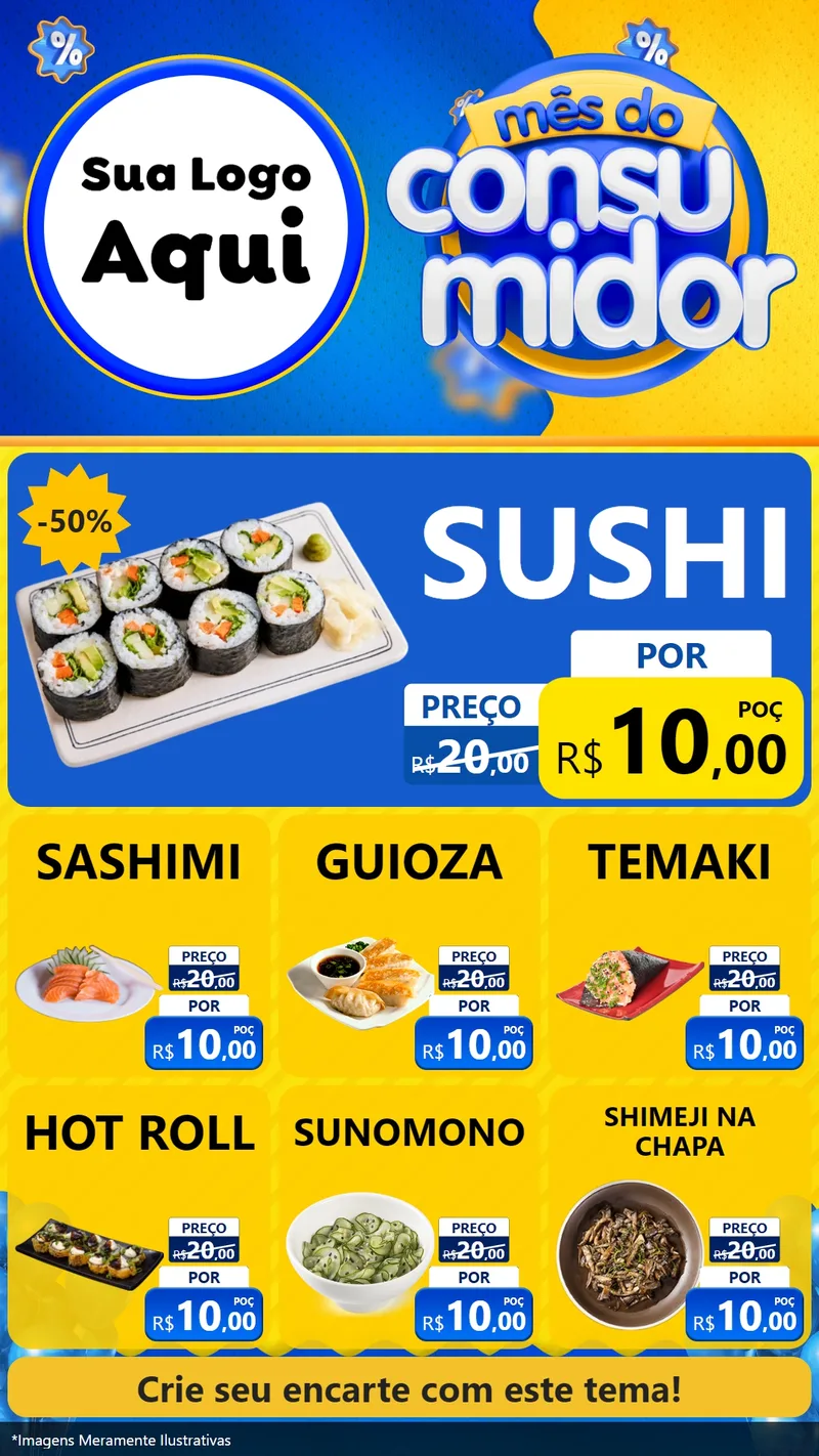 Modelo de Rede Social para Stories com o tema Mês do Consumidor para Comida japonesa