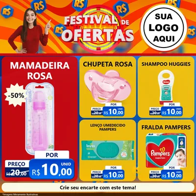 Modelo de Rede Social para Feed Facebook com o tema Festival de Ofertas para Bebês