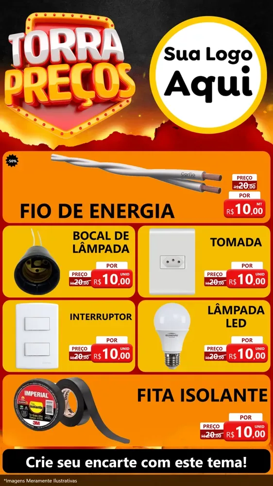 Modelo de TV para TV Vertical com o tema Torra Preços para Materiais Elétricos