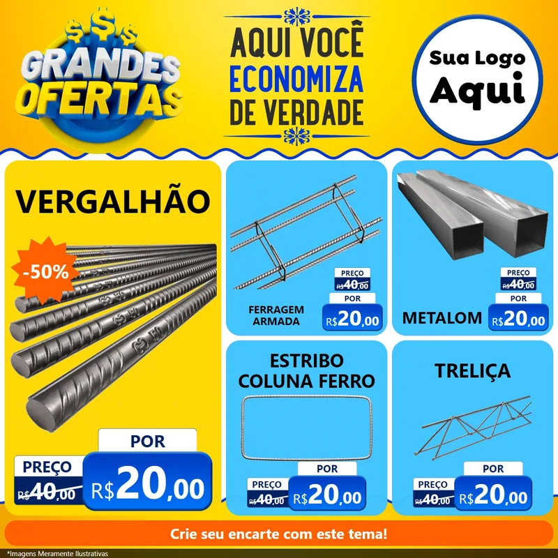 Modelo de Rede Social para Feed Facebook com o tema Grandes Ofertas para Ferragens