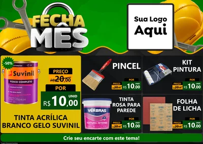 Modelo de Encarte para Encarte A4 Horizontal com o tema Fecha Mês para Tintas e Ferramentas
