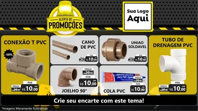 Modelo de TV para TV Horizontal com o tema Alerta de Promoções para Tubos e conexões