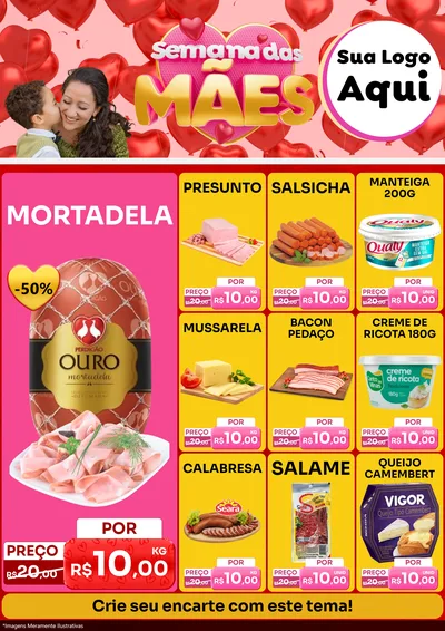 Modelo de Encarte para Encarte A4 Vertical com o tema Semana Das Mães para Frios e Laticínios