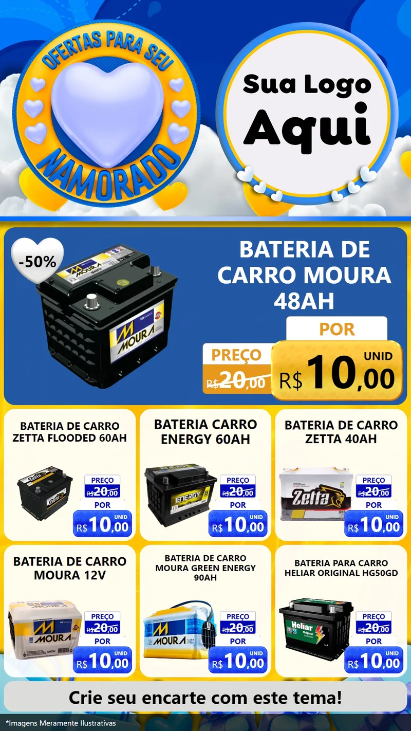 Modelo de Rede Social para Stories com o tema Ofertas Para Seu Namorado para Baterias Elétricas