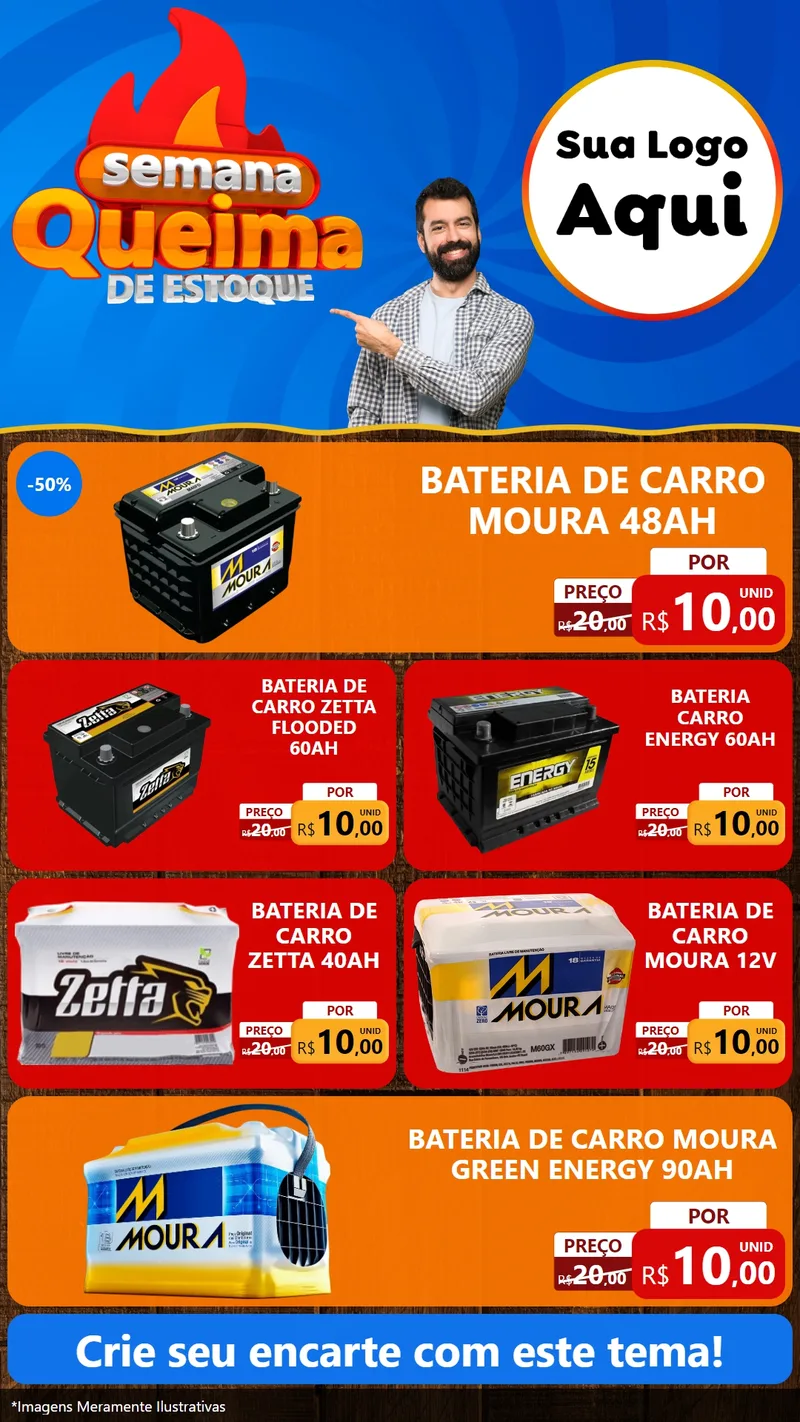Modelo de TV para TV Vertical com o tema Semana Queima de Estoque para Baterias Elétricas