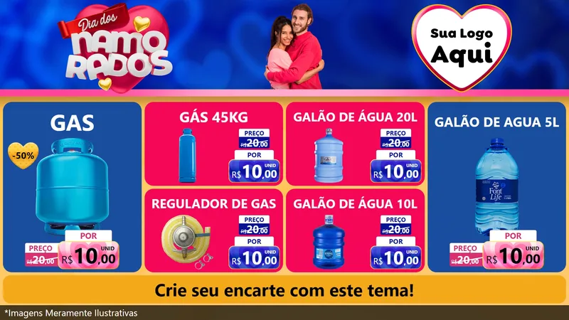 Modelo de TV para TV Horizontal com o tema Dia dos namorados para Água e gás