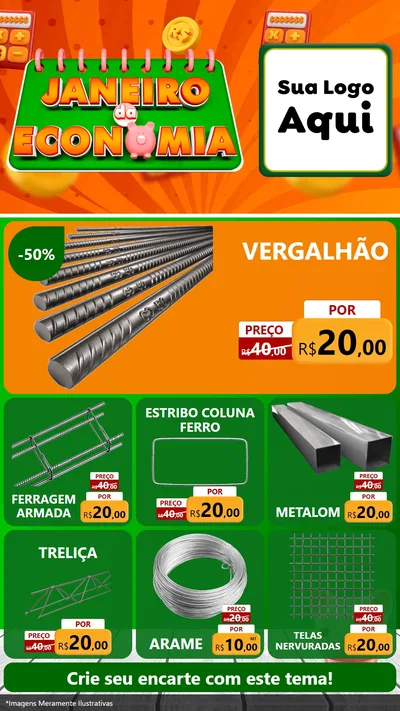 Modelo de Rede Social para Stories com o tema Janeiro da Economia para Ferragens