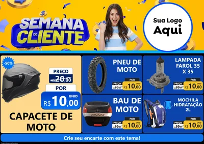Modelo de Encarte para Encarte A4 Horizontal com o tema Semana do Cliente para Moto peças