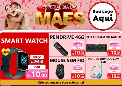 Modelo de Encarte para Encarte A4 Horizontal com o tema Especial Dia Das Mães para Informática
