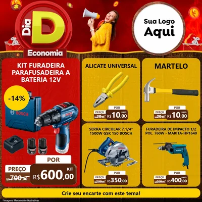Modelo de Rede Social para Feed Facebook com o tema Dia D Economia para Maquinas e Ferramentas