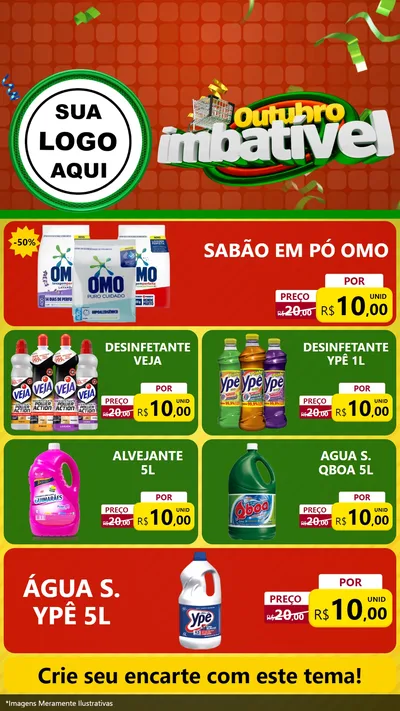 Modelo de TV para TV Vertical com o tema Outubro Imbatível para Produtos de Limpeza