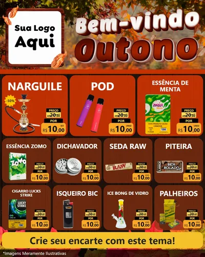 Modelo de Rede Social para Feed Instagram com o tema Bem-vindo Outono para Tabacaria