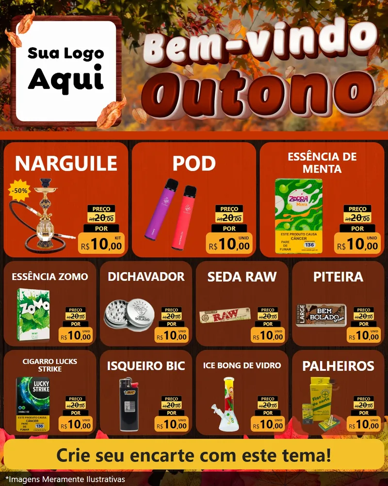 Modelo de Rede Social para Feed Instagram com o tema Bem-vindo Outono para Tabacaria