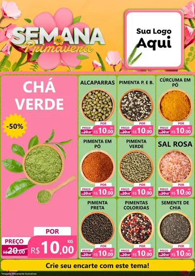 Modelo de Encarte para Encarte A4 Vertical com o tema Semana da Primavera para Produtos Naturais