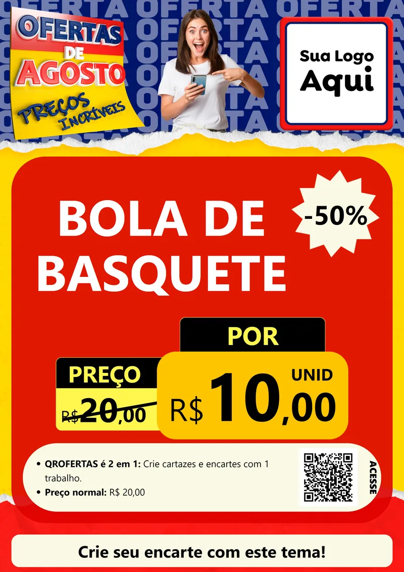 Modelo de Cartaz para Cartaz A4 Vertical com o tema Ofertas de Agosto - Preços Incríveis para Artigos Esportivos