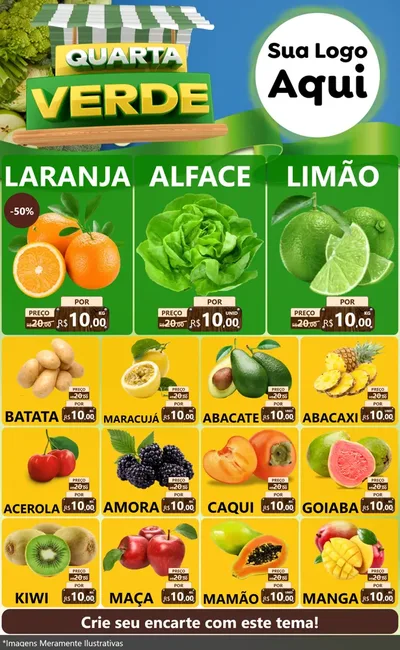 Modelo de Encarte para Encarte Grande com o tema Quarta Verde para Hortifrúti