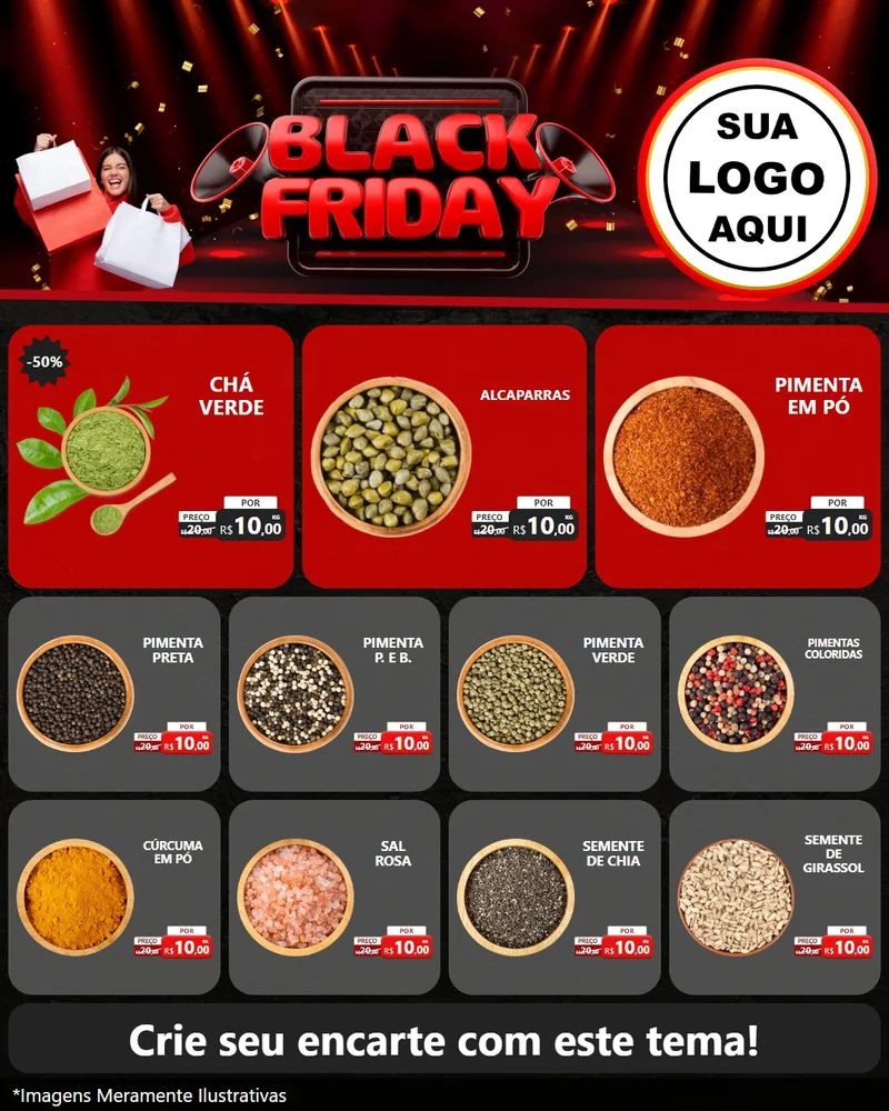 Modelo de Rede Social para Feed Instagram com o tema Black Friday para Produtos Naturais