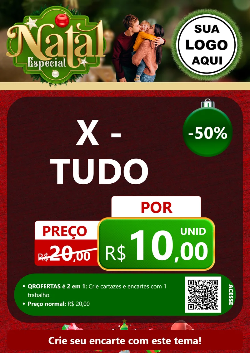 Modelo de Cartaz para Cartaz A4 Vertical com o tema Natal Especial para Hamburgueria