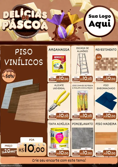 Modelo de Encarte para Encarte A4 Vertical com o tema Delícias de Páscoa para Material para Construção