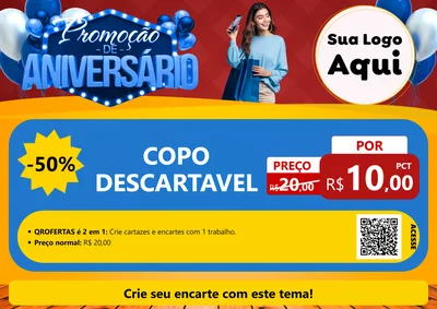 Modelo de Cartaz para Cartaz A4 Horizontal com o tema Promoção de Aniversário para Embalagens