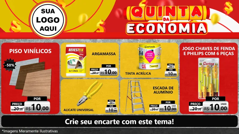 Modelo de TV para TV Horizontal com o tema Quinta da Economia para Material para Construção
