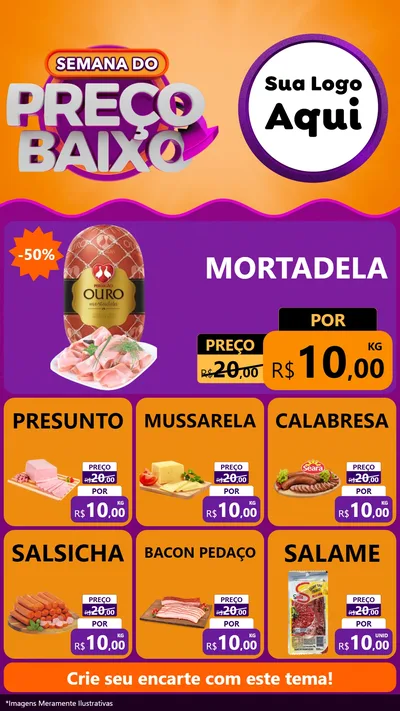 Modelo de Rede Social para Stories com o tema Semana do Preço Baixo para Frios e Laticínios
