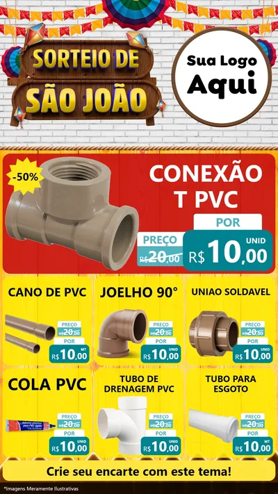 Modelo de Rede Social para Stories com o tema Sorteio de São João para Tubos e conexões