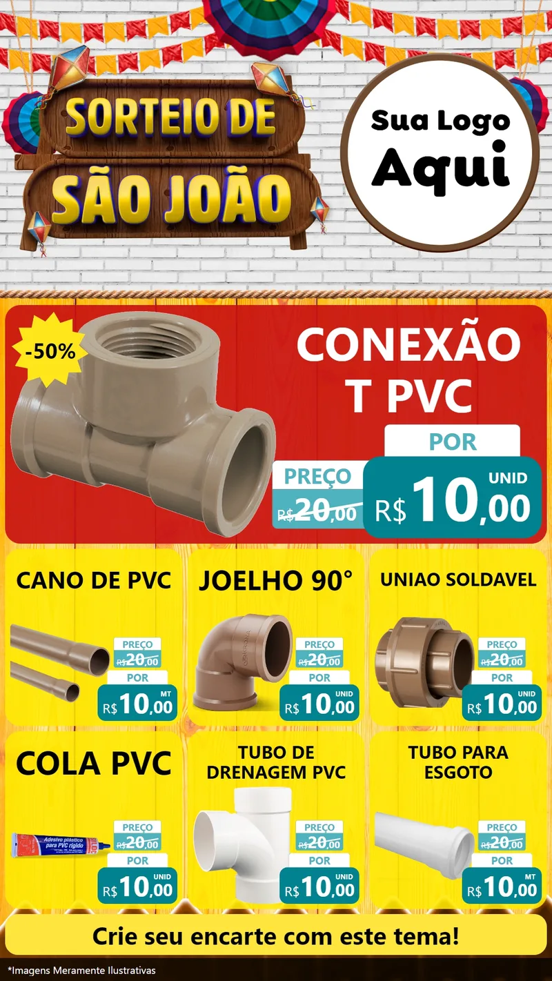 Modelo de Rede Social para Stories com o tema Sorteio de São João para Tubos e conexões
