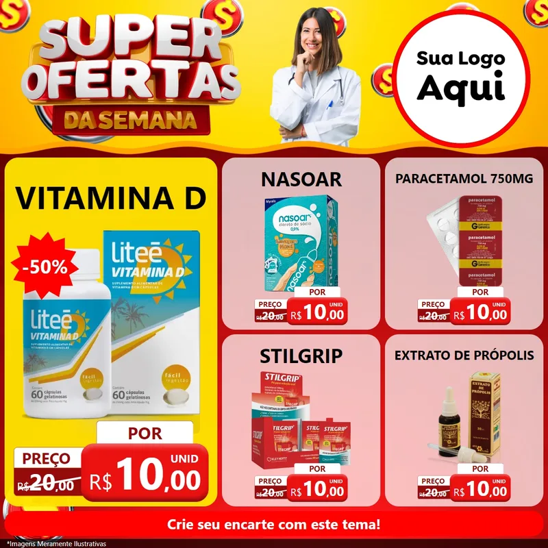 Modelo de Rede Social para Feed Facebook com o tema Super Ofertas da Semana - Farmácia para Farmácia
