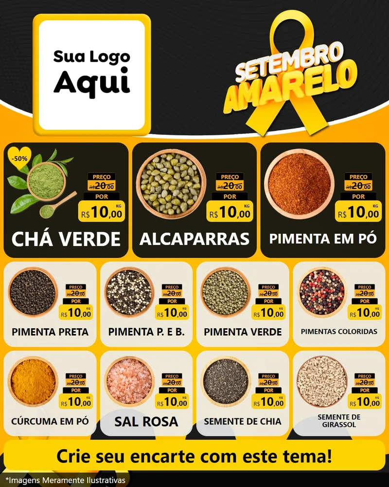 Modelo de Rede Social para Feed Instagram com o tema Setembro Amarelo para Produtos Naturais
