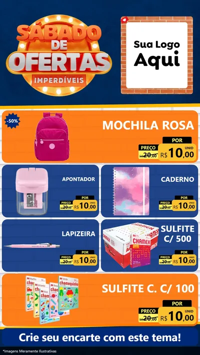 Modelo de TV para TV Vertical com o tema Sábado de Ofertas Imperdíveis para Papelaria