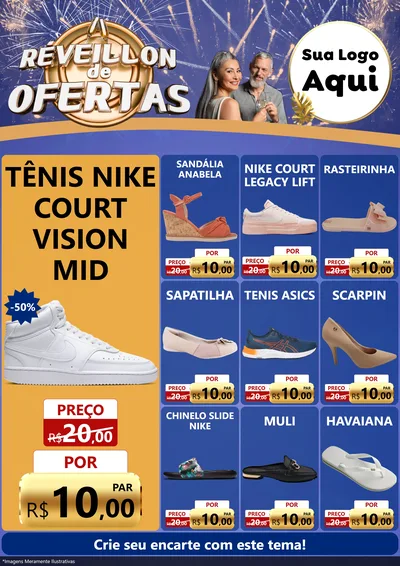 Modelo de Encarte para Encarte A4 Vertical com o tema Réveillon de Ofertas para Calçados