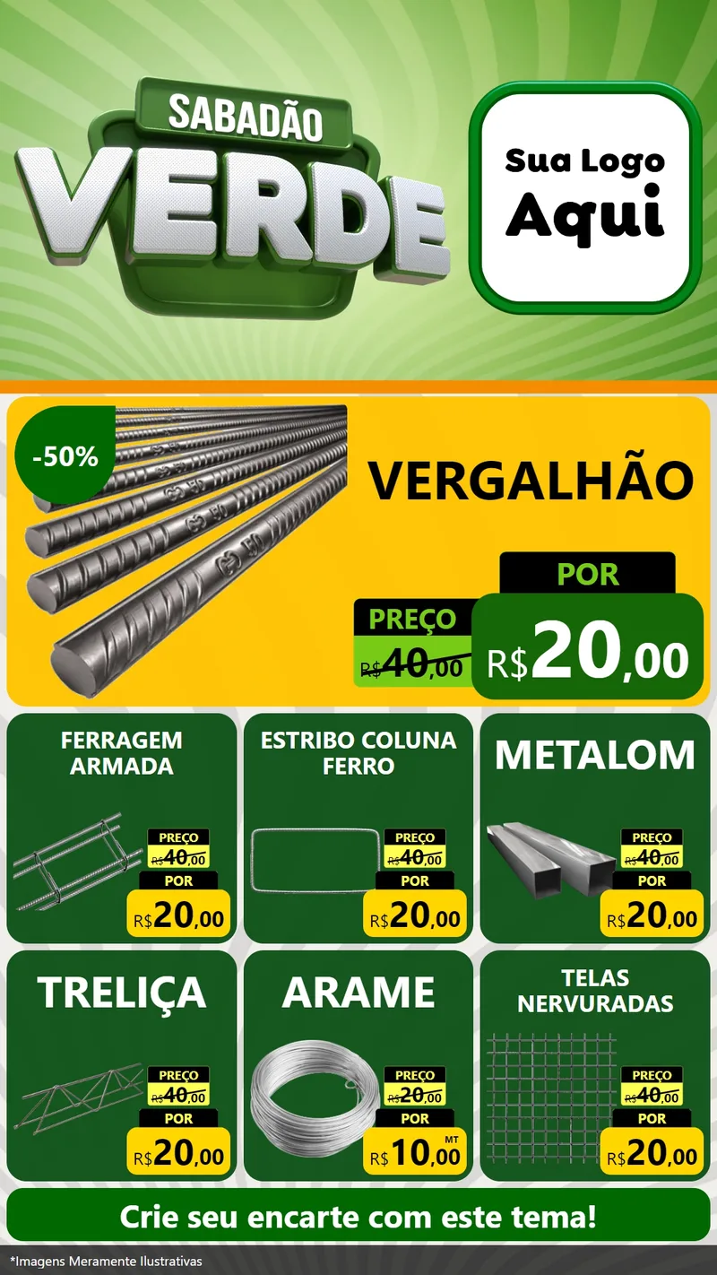 Modelo de Rede Social para Stories com o tema Sabadão Verde para Ferragens