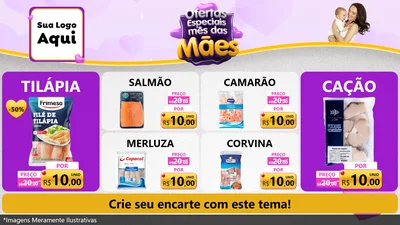 Modelo de TV para TV Horizontal com o tema Ofertas Especiais - Mês das Mães para Peixaria