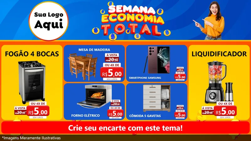 Modelo de TV para TV Horizontal com o tema Semana Economia Total para Móveis e Eletro