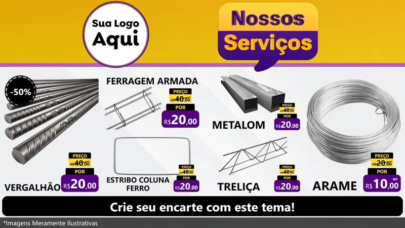 Modelo de TV para TV Horizontal com o tema Nossos Serviços para Ferragens