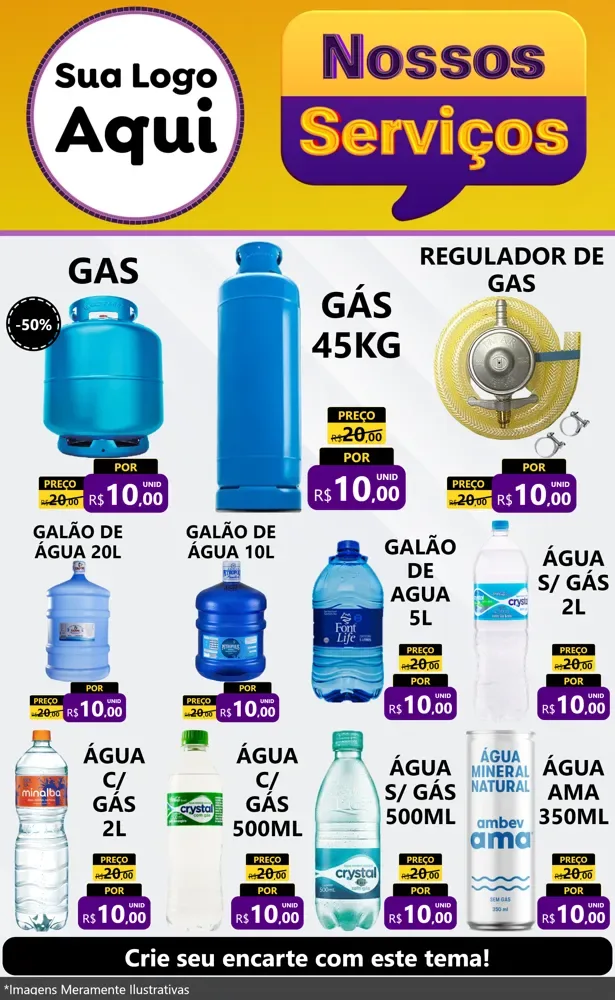 Modelo de Encarte para Encarte Grande com o tema Nossos Serviços para Água e gás