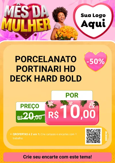 Modelo de Cartaz para Cartaz A4 Vertical com o tema Mês da Mulher para Pisos e revestimentos