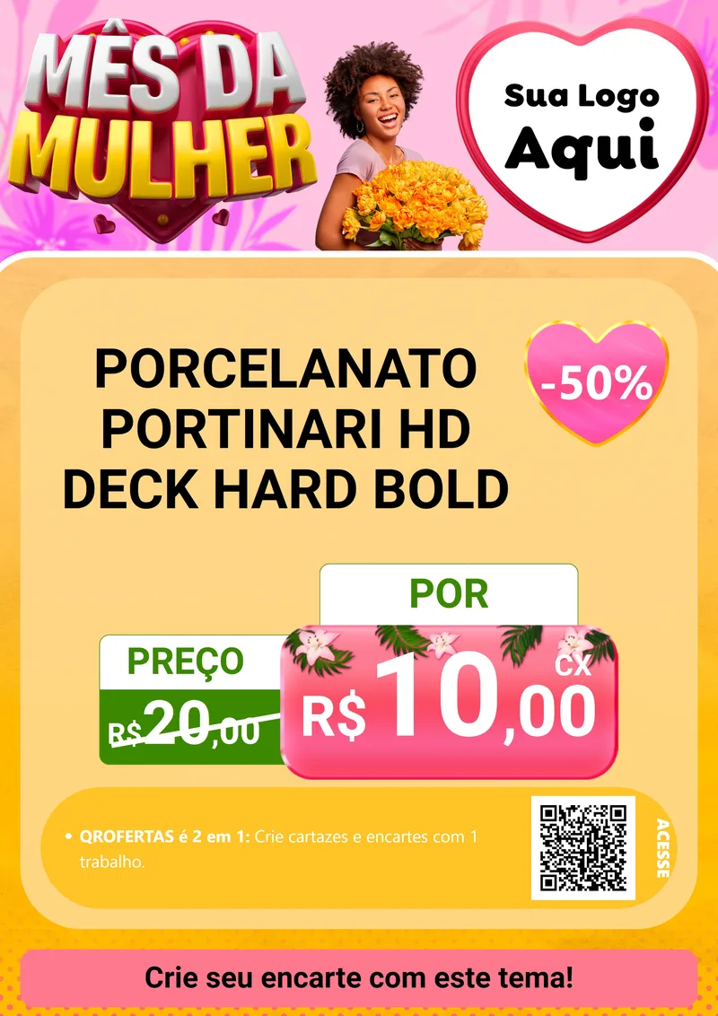 Modelo de Cartaz para Cartaz A4 Vertical com o tema Mês da Mulher para Pisos e revestimentos