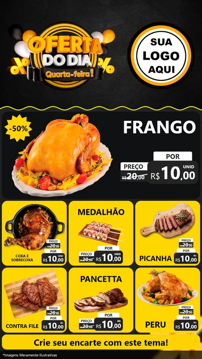 Modelo de Rede Social para Stories com o tema Oferta do Dia - Quarta Feira! para Assados